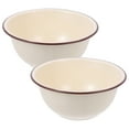 thumbnail image 1 of Miangastore 2 Pcs Bol en Émail Bassine en Émail Rétro Bol en Émail à l'Ancienne Bol Alimentaire en Émail Profond, 1 of 9