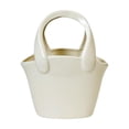 thumbnail image 3 of Jarrón de cerámica con forma de bolsa, decorativo, creativo, con asas, boca ancha, diseño único de flores. Blanco, 3 of 9