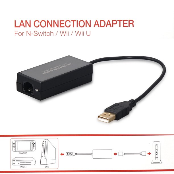 100 Mbps USB2.0 Black Wired Lan Connection Adapter For Nintendo Switch/Wii/Wii U