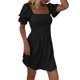 thumbnail image 4 of Txlixc Vestido de manga corta de mujer, cuello cuadrado, pliegue de pliegue Txlixc moda, 4 of 6
