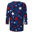 thumbnail image 5 of KkSLirnhs Womens Tops under $10 Women's Independence Day Printed Blouses 3/4 Sleeve Round Neck Pullover Trendy Top M Blue, 5 of 5
