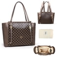 thumbnail image 1 of Bolso pañalera Miss Fong de cuero a cuadros color café, 1 of 9