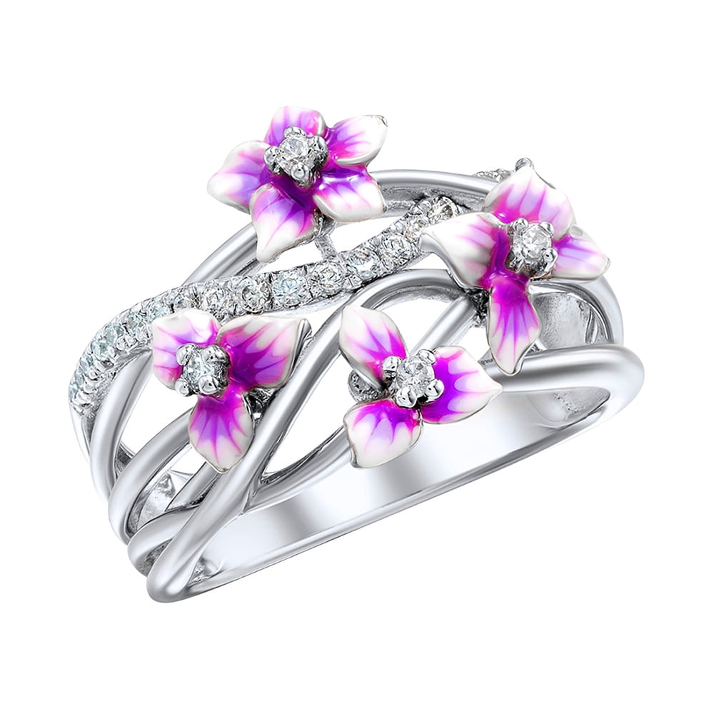 Cbcbtwo Cubic Zirconia Rings, Rings for Women Girls, Violet Floral Pattern  Design Zircon Stacking Ring Stackable, for Women Girl Birthday Anniversary  Jewelry Bridesmaid Wedding Rings Gift on Clearance - Walmart.com