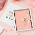 thumbnail image 1 of Heart Lock Diary with Lock Key  Pen 144 Sheet Elegant Secret Notebook PU Cover Personal Organizer Diary Lockable Journal for Girls, 1 of 8