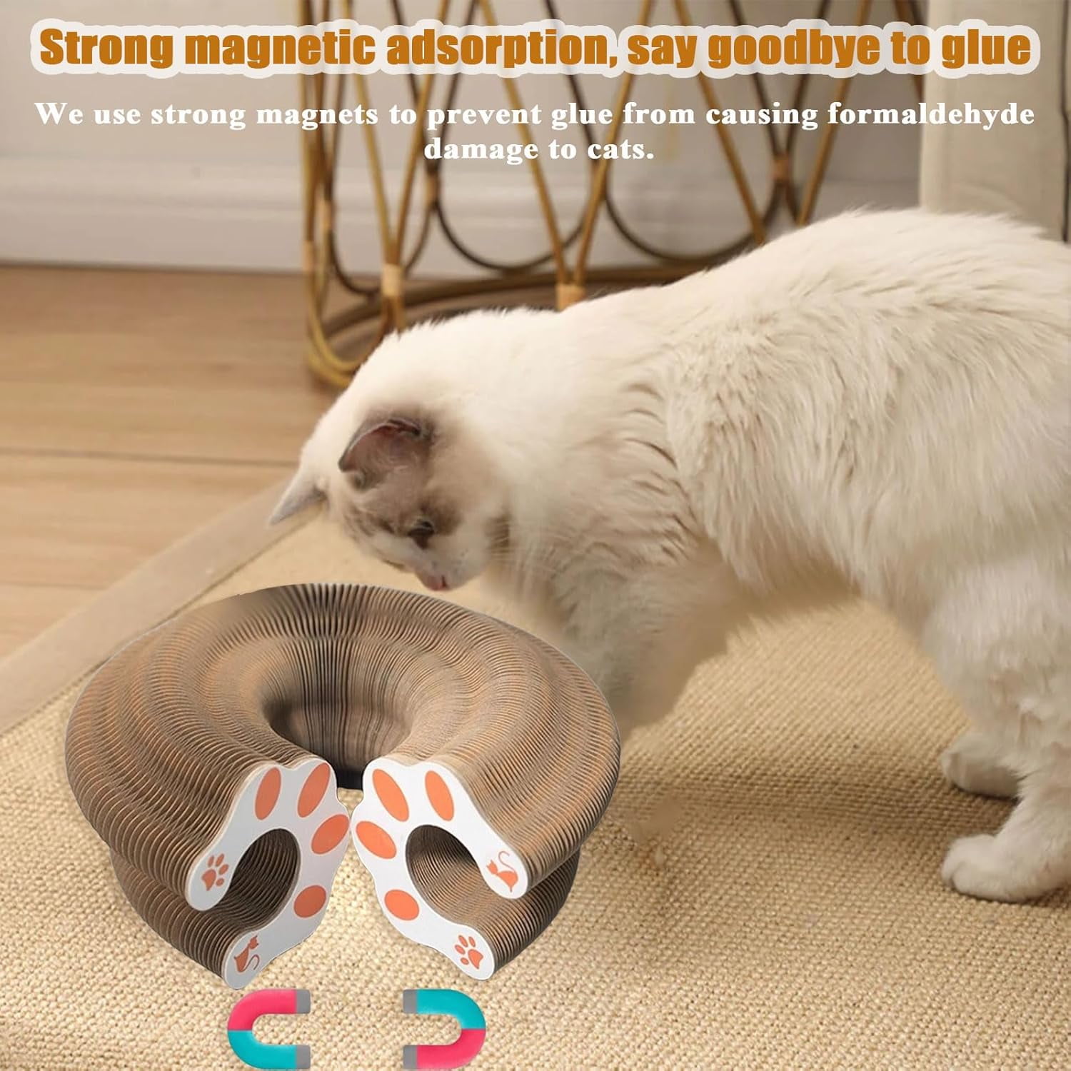 Twisty Paws Cat Toy, 2026 New Extra-Thick & Large Cat Scratching Board with Bell Ball, Accordion Cardboard Interactive Enrichment Toy for Indoor Cats & Kittens