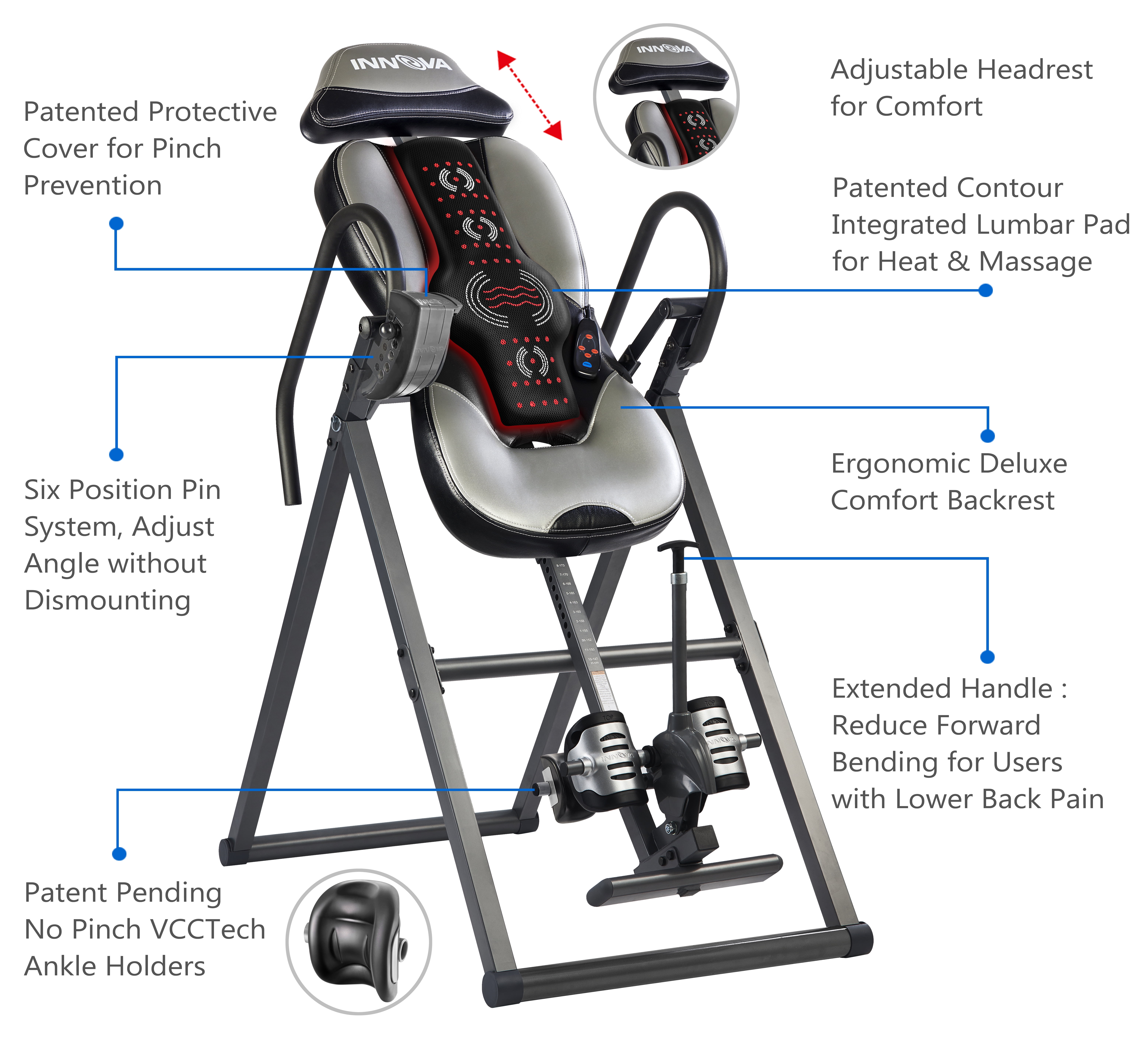 Inversion Therapy Table Advanced Heat Vibration Massage Back Spine Pain Relief 