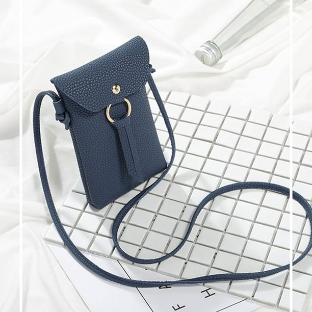 Bolsa de hombro casual mini para mujeres en azul, bolsa pequeña simplemente para teléfono móvil, bolsa de ocio cuadrada mini, bolsa de hombro cruzada mini para teléfono móvil