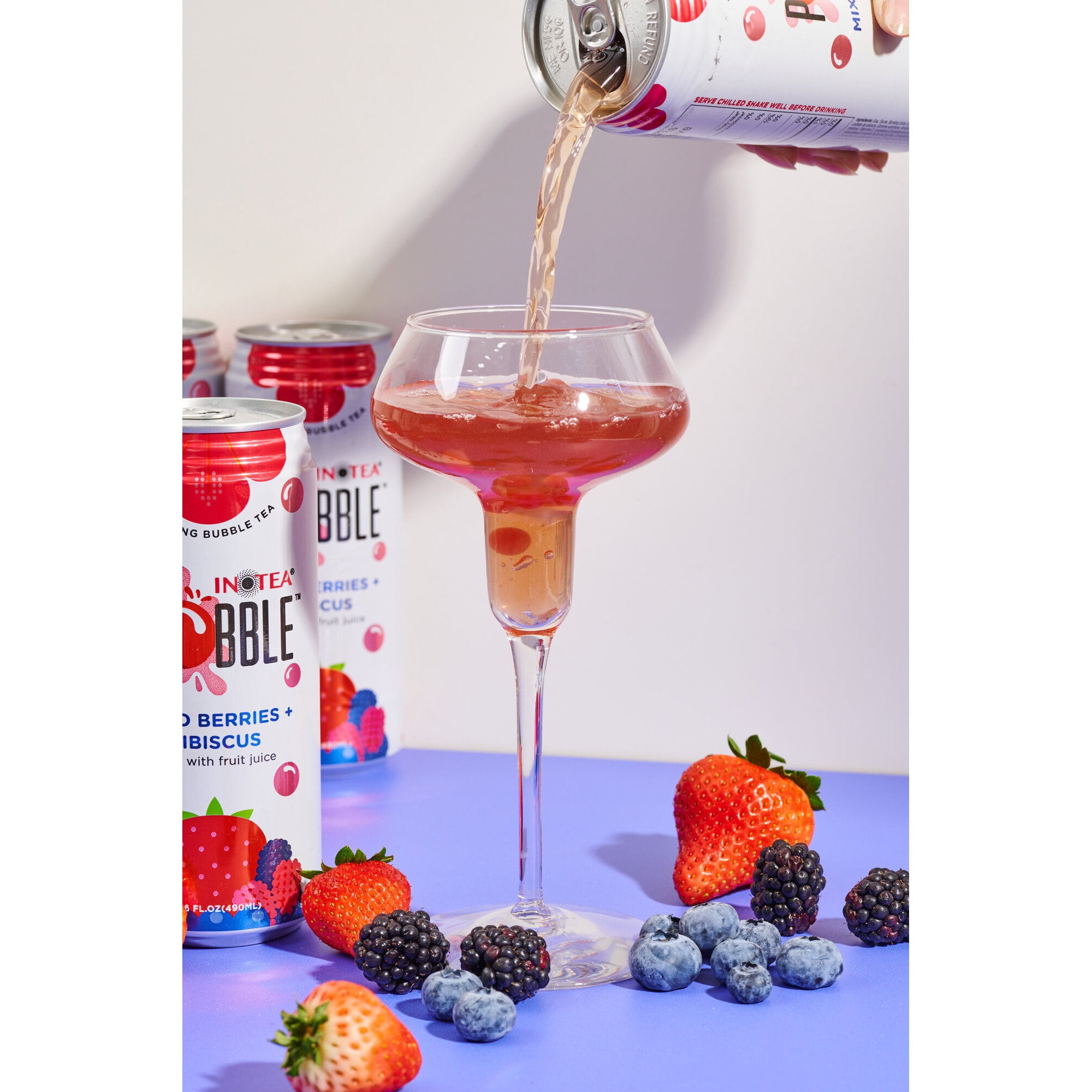 INOTEA/POBBLE, Popping Bubble Tea Mixed Berries + Hibiscus Drink Mix, 12 Count, 16.6 oz