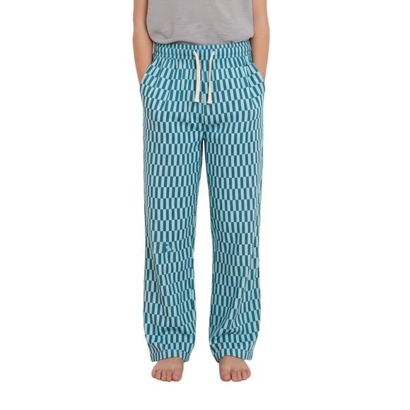 Pantalones de pijama PATPAT para niños, cuadros, azul turquesa, 11-12 años