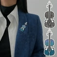 thumbnail image 2 of Yesbay Violin Pin Badge Rhinestone Violin Brooch Metal Lapel Pins Stunning Miniature Brooch for Women Men Clothes Hats Badges Jewelry Accessories, 2 of 8