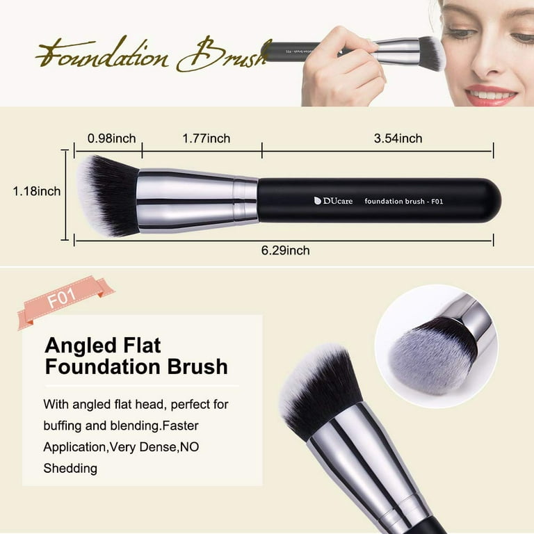 Duaiu Flat Top Kabuki Foundation Brush for Liquid Makeup - Premium Face Makeup Brushes for Liquid, Cream, Mineral Powder Blending Buffing Professional