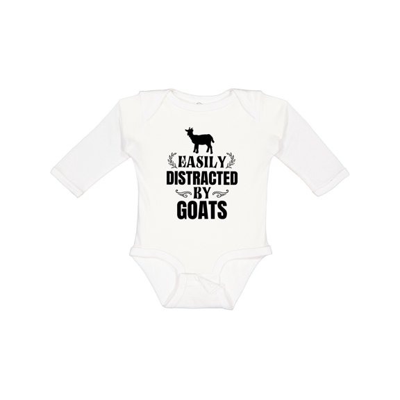 Inktastic Easily Distracted by Goats Boys or Girls Long Sleeve Baby Bodysuit