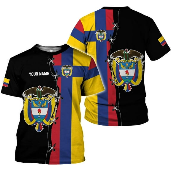 Personalized Colombia Shirts Colombia Flag Shirt Colombian T-Shirt for Men Colombian Shirts for Men and Women (S)