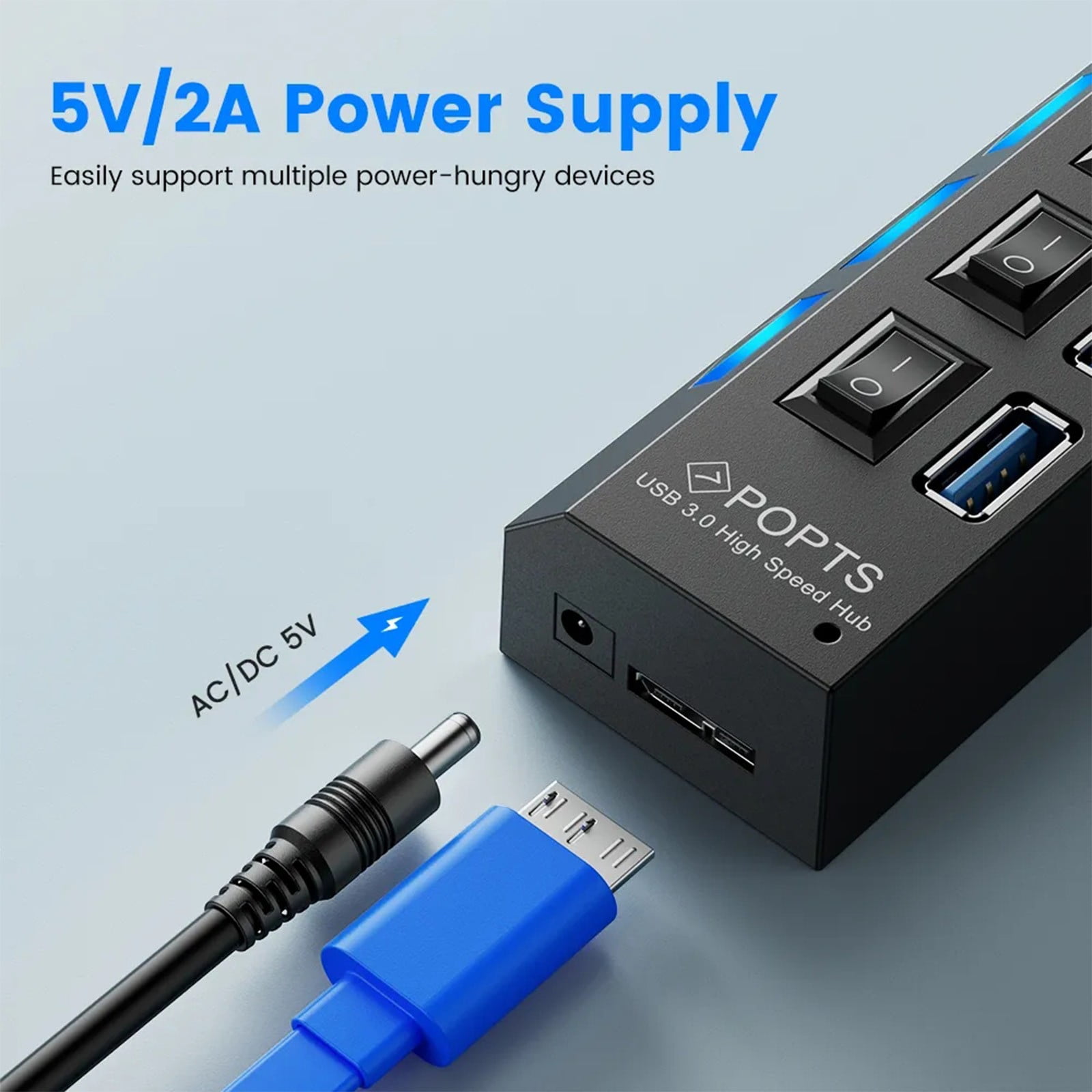3 Set of USB HUB 3.0 4 Port Multiple Expander Multi USB Splitter Hub Use Power Adapter Computer Accessorie