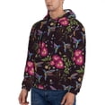 thumbnail image 3 of Balery Flowers And Humming Bird1 Pattern Mens Hoodie Kangaroo Pocket Hoodie Pullover Hooded Sweatshirt Ideal for Daily Wear Travel and Home-XX-Large, 3 of 7