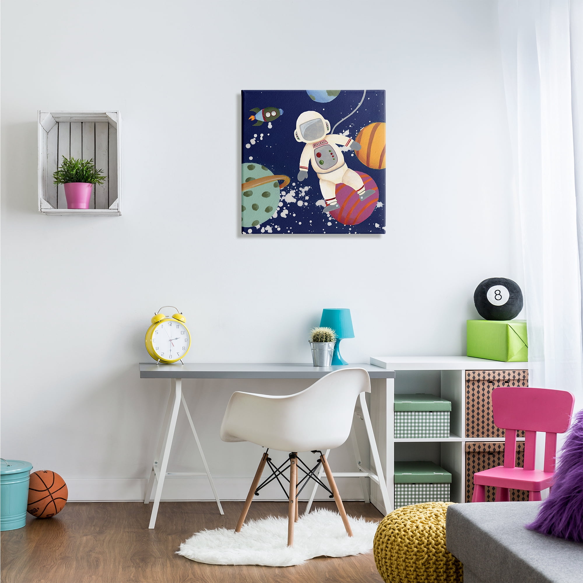 Stupell Industries Playful Astronaut Floating In Space Planets Rocketship, 24 x 24, Designed by Regina Moore