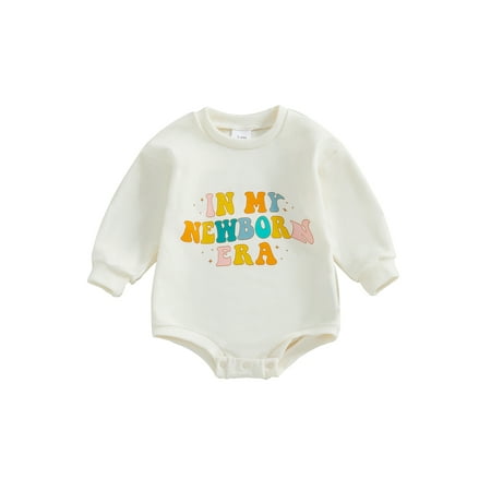 

Bmnmsl Baby Jumpsuit Long Sleeve Crewneck Letter Print Casual Romper
