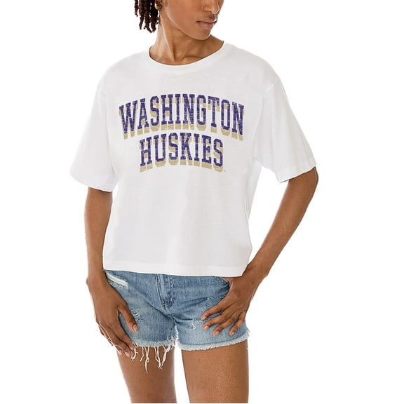 Women's Gameday Couture White Washington Huskies Claim To Fame Boxy Cropped T-Shirt