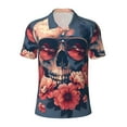 thumbnail image 2 of Daiia Skull With Roses And Sunglasses Pattern Men’s Polo Shirts,Solid Deck Shirt,Classic Fit, Breathable Cotton Polo for Casual and Sport Wear-XX-Large, 2 of 7
