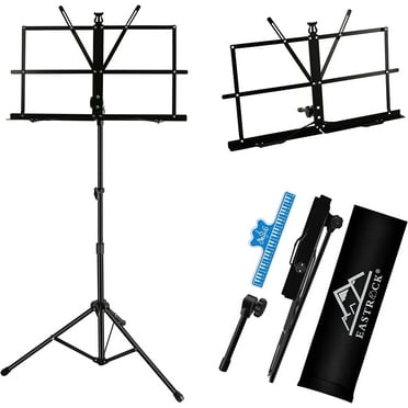 EASTROCK Music Stand 2 in 1 Dual-Use Foldable & Portable Melt Sheet Desktop Book Stand and Music Holder with Clip and Bag