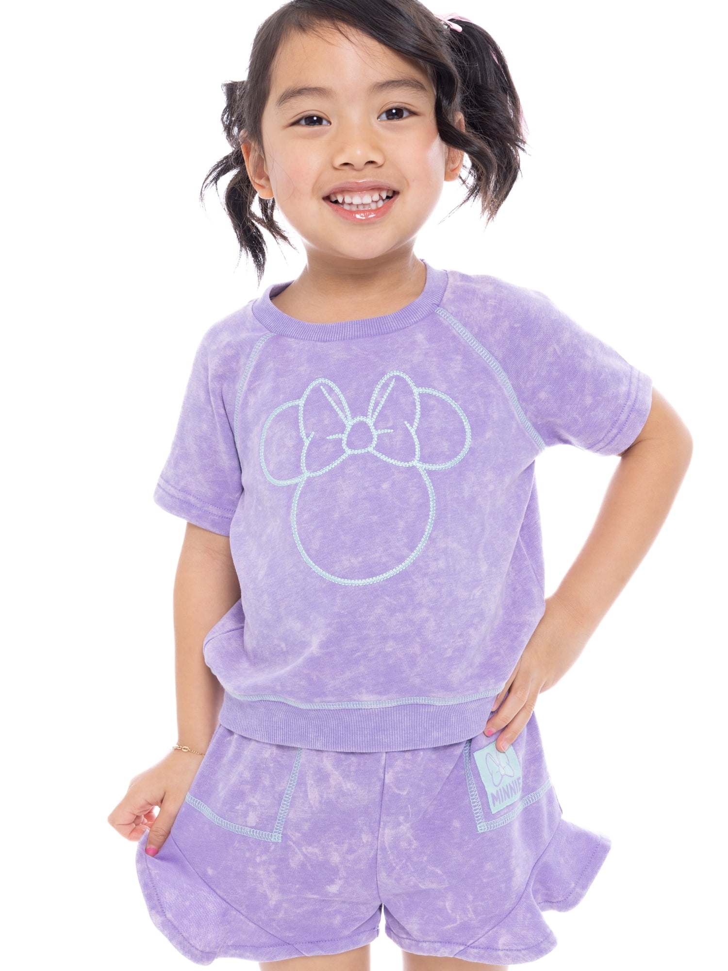 Minnie Mouse Toddler Girls' Embroidered Graphic Top and Ruffle Shorts Set, 2-Piece, Sizes 12M-5T