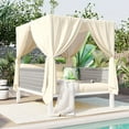 thumbnail image 2 of Outdoor Patio Sunbed Set with Curtain, Patio Sofa Set, Rattan Daybed Double Lounge Weave Sunbed, Suitable for Multiple Scenarios(Beige), 2 of 9