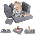 thumbnail image 1 of Costway Kids Modular Play Couch Play Set with Suede Fabric Cover High-Density Foam Gray, 1 of 10