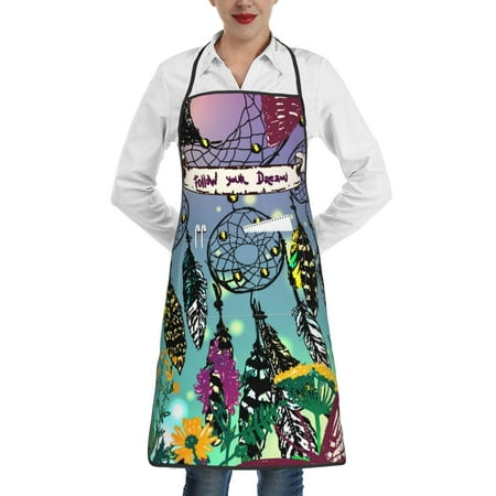 

Matuu Beautiful Dreamcatcher for Adjustable Cooking Aprons for Women with Pockets Kitchen Aprons for Men Water and Oil Resistant