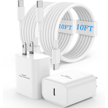 2-pack 45W USBC Fast Charger,10ft Type C Charger Fast Charging Cable and Android Charger Block for Samsung Galaxy S25 Ultra/S25/S24 /S23 S22 S21 Ultra/Plus,iPad Pro/Air/Mini,Iphone,White