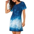 thumbnail image 2 of Honeii Blue Glitter Sparkles Print Women's Loose Short Sleeve Nightgown, Soft Cotton Sleepwear, Comfy Loose Fit Pajama Dress for Sleep and Lounge, 2 of 6