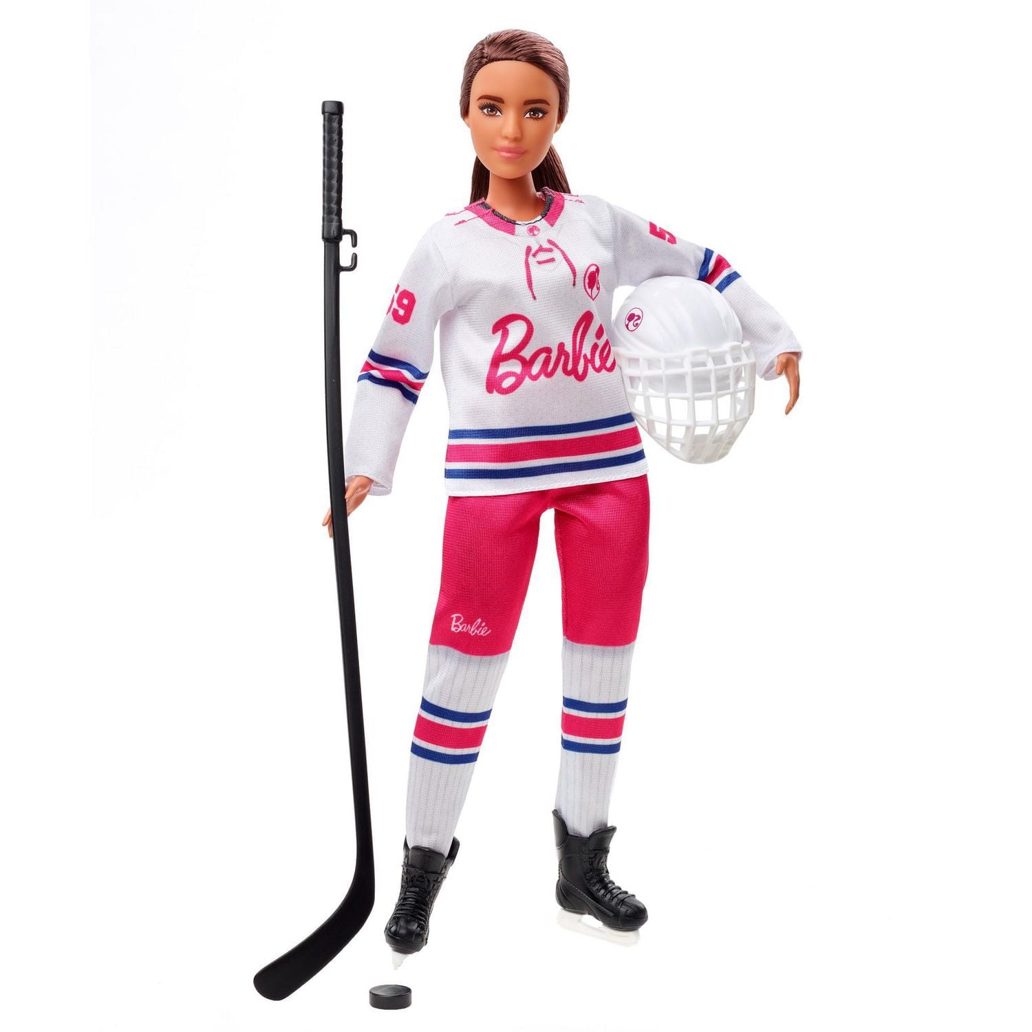 Barbie Winter Sports Hockey Player Brunette Doll, Curvy Shape (12