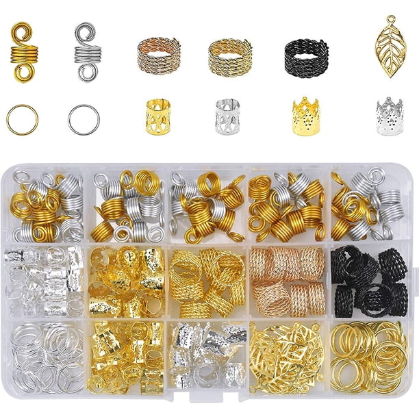 200 piezas de accesorios para el cabello, joyas para el cabello, adornos para trenzas, incluidos puños para el cabello, colgantes para trenzas, pinzas para el cabello con caja de almacenamiento