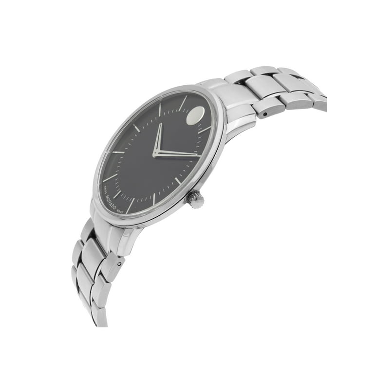 Movado Thin Classic Stainless Steel Black Dial Quartz Men Watch