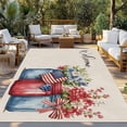 thumbnail image 3 of Fsddascl 4th of July Outdoor Rug for Patio/Deck/Porch, Non-Slip Large Area Rug 5 x 8 Ft, Spring Floral Red US Flag Rustic Independence Day Indoor Outdoor Rugs Washable Area Rugs, Camping Rug Carpet, 3 of 5