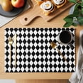 thumbnail image 2 of Black White Plaid Placemats Set of 12 Modern Minimalist Geometric Checkered Place Mats Indoor Wipeable Table Mats Washable Cloth Dining Table Placemats for Kitchen Holiday Party Home Decor 13x19 Inch, 2 of 9