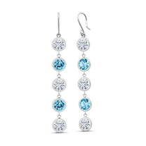 Gem Stone King 925 Sterling Silver Swiss Blue Topaz Earrings Set with Moissanite (8.80 Cttw)