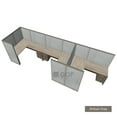 thumbnail image 2 of GOF 3 Person Workstation Cubicle (5’D x 18’W x 5’H) / Office Partition, Room Divider (60"H Cubicle with Desk, Walnut), 2 of 5