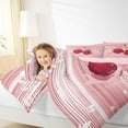 thumbnail image 4 of Homewish Pink Bowknot Cherry Full Size Comforter Sets for Girl, Chic Fashion Stripes Abstract Bedding Comforter Set, Valentine's Day Reversible Bedding Sets, Microfiber Bedroom Decor, 3pcs, 4 of 8