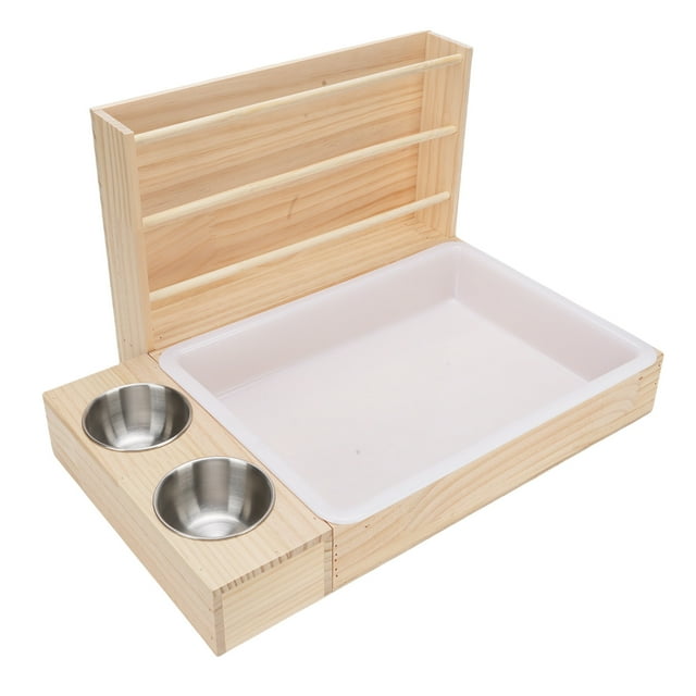 Rabbit Manger Food Rack, Prevent Splashing Easy Assembly Wooden Rabbit Feeder Box for Guinea for Home