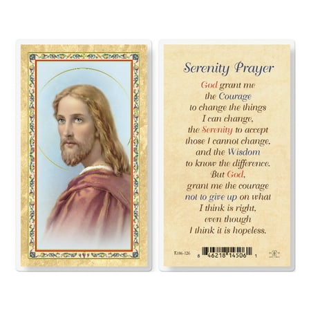 

Serenity Prayer - Head of Christ Gold-Stamped Laminated Catholic Prayer Holy Card with Prayer on Back Pack of 25