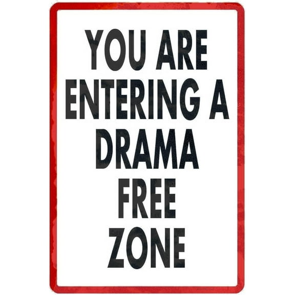 Tin Poster Metal Sign Drama Free Zone Durable Wall Decor Plaque Retro Vintage Signs
