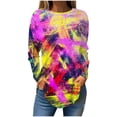 thumbnail image 3 of QATAINLAV Womens Casual Loose Long Sleeve Shirts Plus Size Round Neck Pullover Tops Cute Graffiti Print Tunic Blouse Multicolor S, 3 of 6