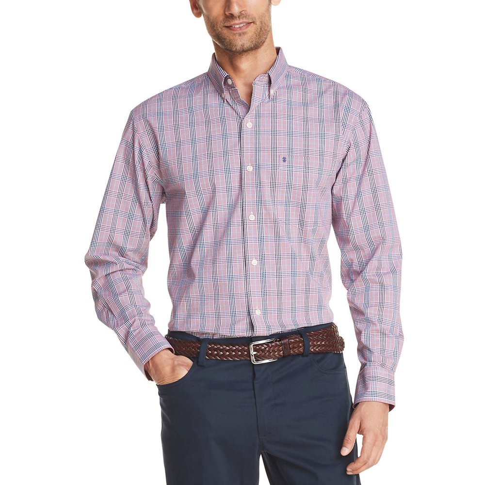 IZOD Izod Men's Long Sleeve Premium Essentials Glen Plaid Shirt