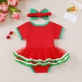 thumbnail image 3 of Ymyiu Baby Girl Romper Dress Short Sleeve Newborn Infant Baby Girl Summer Clothes Romper Cute Toddler Outfits for Girls 6 9 Months (Red,6-9 Months), 3 of 6