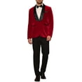 thumbnail image 2 of INSPIRE CHIC Velvet Tuxedo Blazers for Men's Shawl Lapel Formal Wedding Sports Coats 2XL Burgundy, 2 of 5