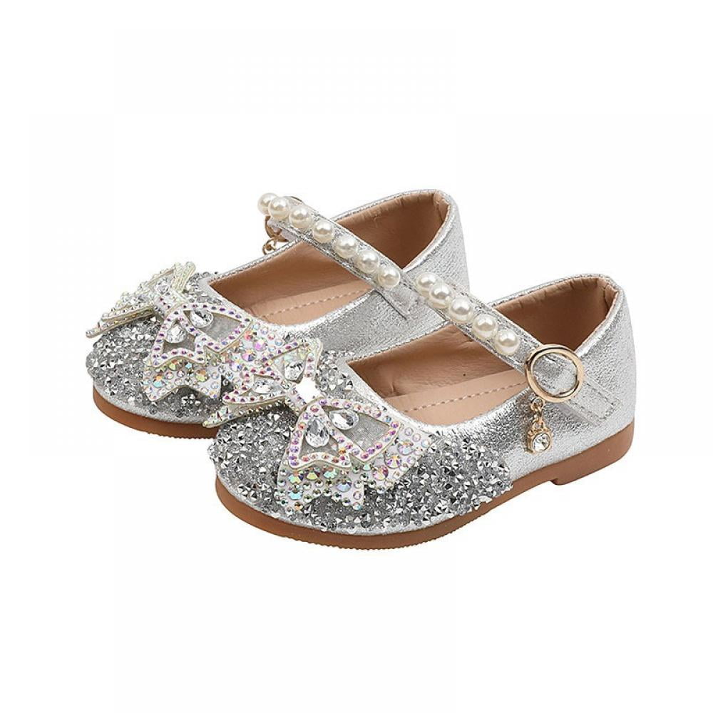 NEW GIRLS GLITTER DIAMANTE BRIDESMAID WEDDING PARTY SLIP ON PUMPS SHOES SIZE 8-2 
