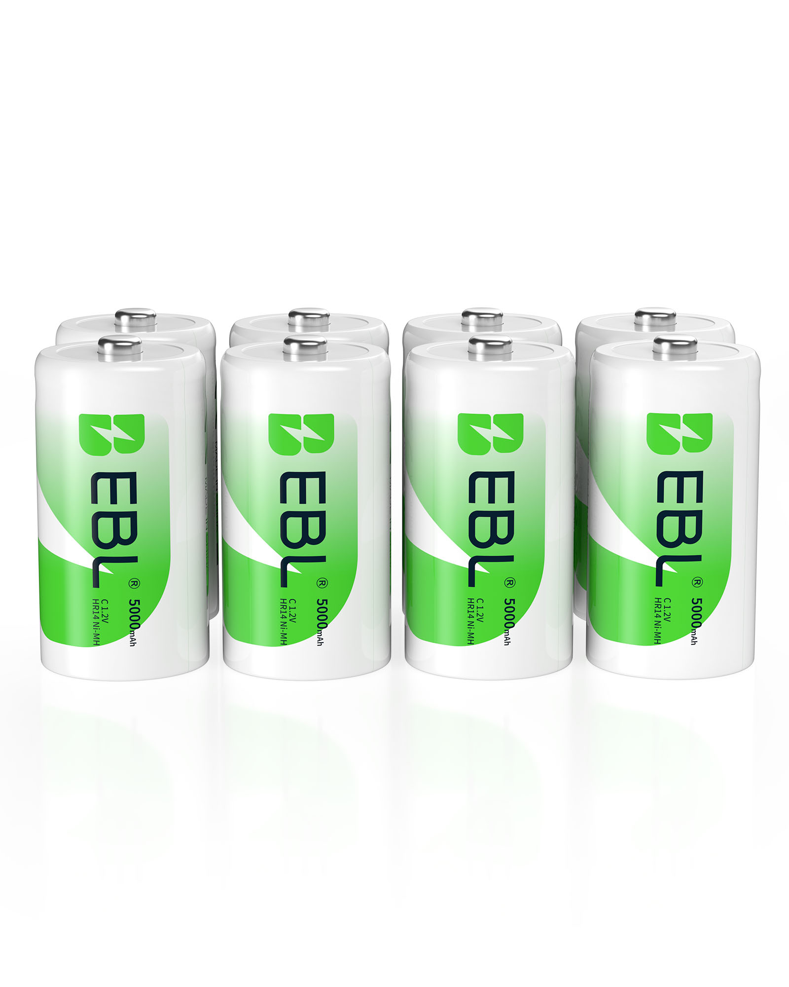 EBL 8-Pack 5000mAh Size C Cell Rechargeable Batteries with LCD Battery Charger for AA AAA 9V C D Ni-CD Ni-MH Battery