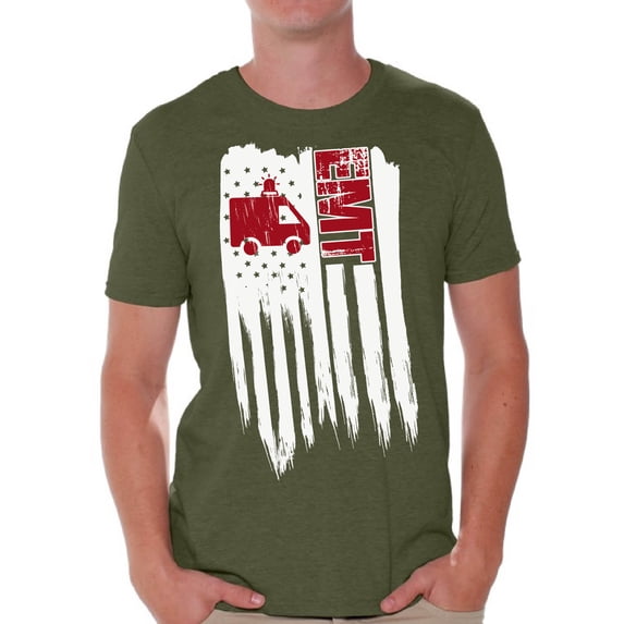 Awkward Styles American Flag EMT Men Shirt I'm American Retro USA EMT Men T shirt Free to Be Me Pro America EMT Tshirt for Men One Nation 4th of July Men T-shirt Independence Day