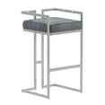 thumbnail image 2 of Weston Home Eivril Velvet Upholstered Bar Height Stools in Chrome Metal, Set of 2, Blue Steel Velvet, 2 of 8