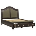 thumbnail image 4 of Stoe Queen Sleigh Bed- Padded Headboard- Storage Footboard- Brown Wood, 4 of 6